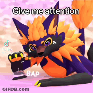 Cartoon Fox Laying Down Saying Give Me Attention GIF