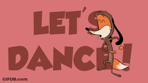 Cartoon Fox On Pink Background Let's Dance GIF