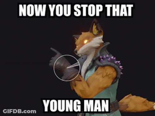 Cartoon Fox Pointing Saying Now You Stop That Young Man GIF