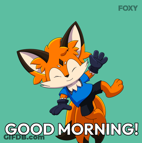 Cartoon Fox Saying Good Morning GIF