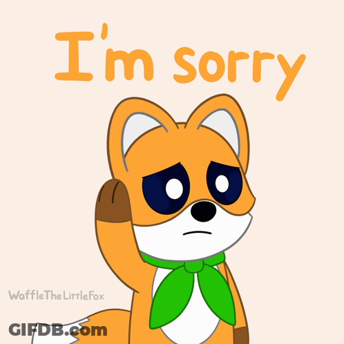 Cartoon Fox Saying Sorry With Green Scarf GIF