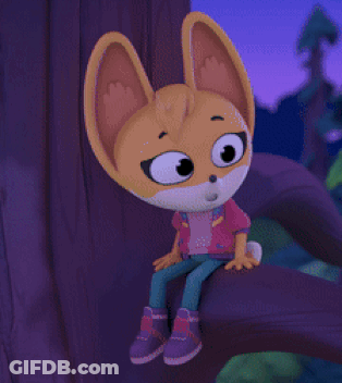 Cartoon Fox Sitting On Tree Branch GIF