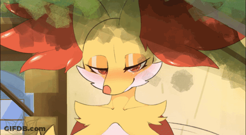 Cartoon Fox With Red Eyes And Yellow Body GIF