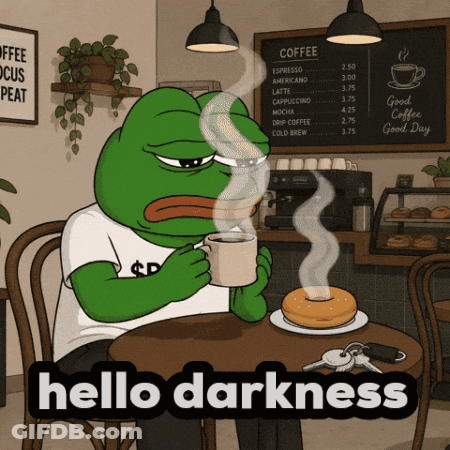 Cartoon Frog Drinking Coffee At Table GIF