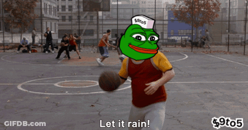 Cartoon Frog Holding Basketball Saying Let It Rain GIF