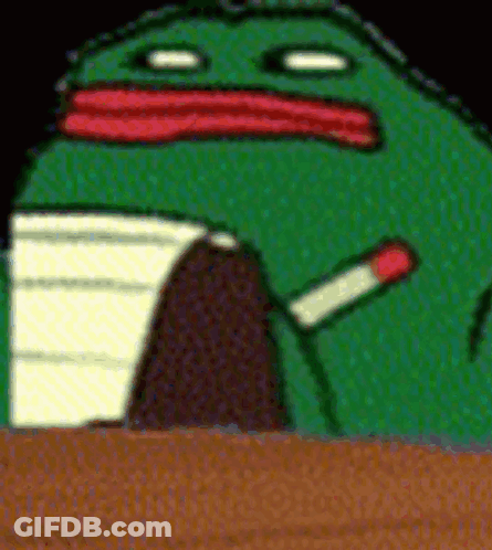 Cartoon Frog Holding Cigarette GIF