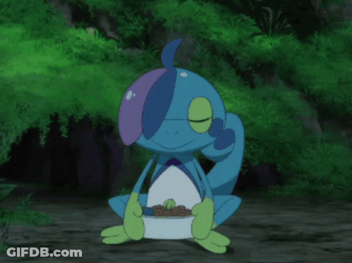 Cartoon Frog Holding Food GIF