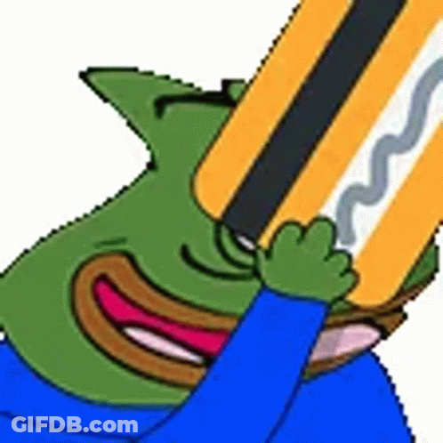 Cartoon Frog Holding Pencil GIF