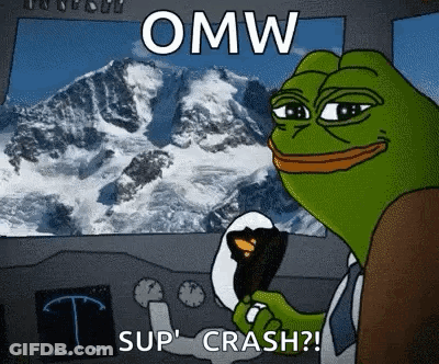 Cartoon Frog Holding Steering Wheel Mountain Range GIF