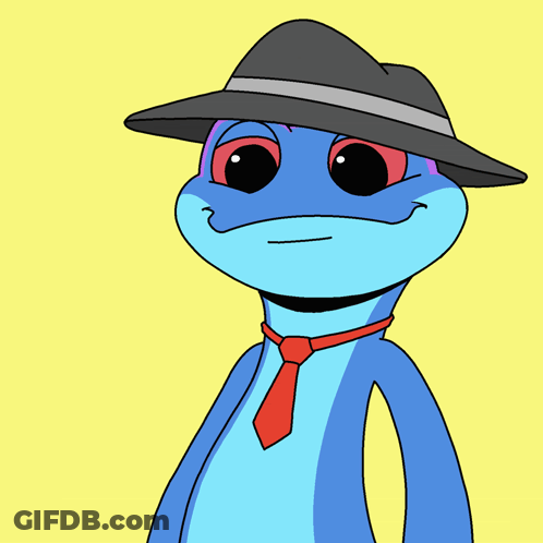 Cartoon Frog In Black Hat And Red Tie GIF