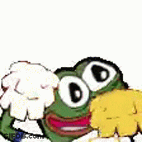 Cartoon Frog In Chef Hat Holding Flower GIF