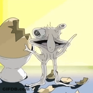 Cartoon Frog Standing Next To Cracked Egg GIF