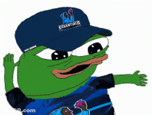 Cartoon Frog Wearing Essentials Hat GIF
