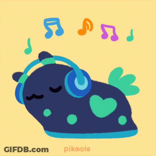Cartoon Frog Wearing Headphones With Music Notes GIF