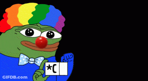 Cartoon Frog With Clown Nose Holding Clown Faf Ta Sign GIF