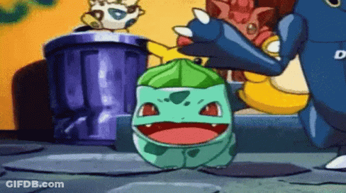 Cartoon Frog With Green Leaf Beside Trash Can GIF