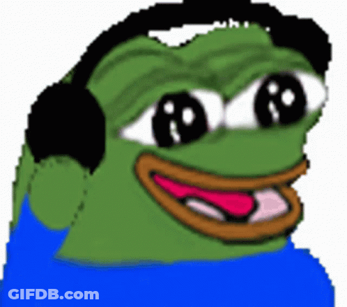 Cartoon Frog With Headphones And Blue Shirt GIF