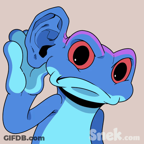 Cartoon Frog With Large Ear And Snek.com GIF