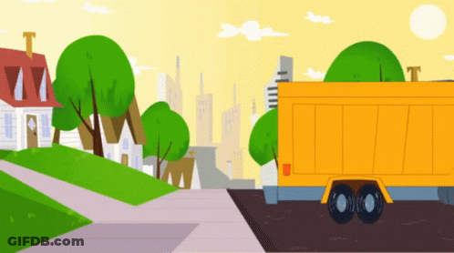Cartoon Garbage Truck With Letter T GIF