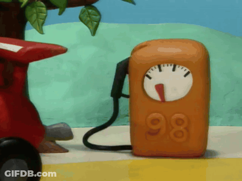 Cartoon Gas Pump With Number 98 GIF