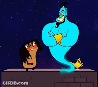 Cartoon Genie And Woman GIF