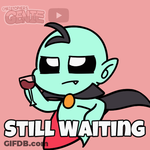 Cartoon Genie Holding Glass Still Waiting GIF