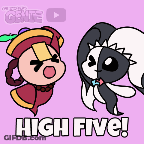 Cartoon Ghost And Skunk With High Five GIF