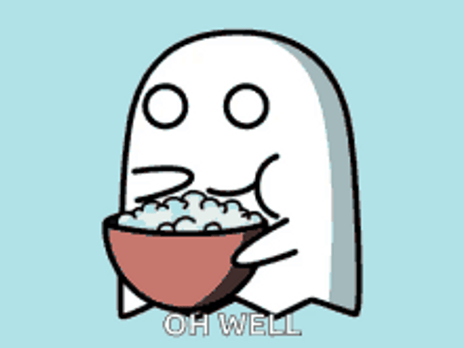Cartoon Ghost Eating Popcorn Movie GIF