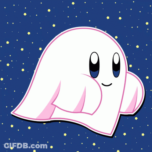 Cartoon Ghost On Blue Background GIF