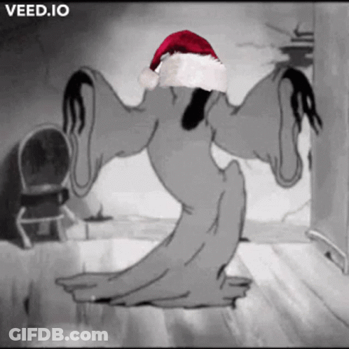 Cartoon Ghost Wearing Santa Hat GIF