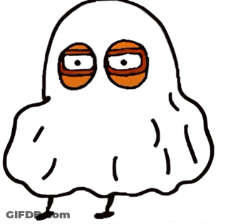 Cartoon Ghost With Orange Eyes GIF