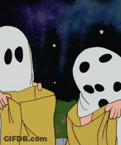 Cartoon Ghosts Holding Boxes GIF