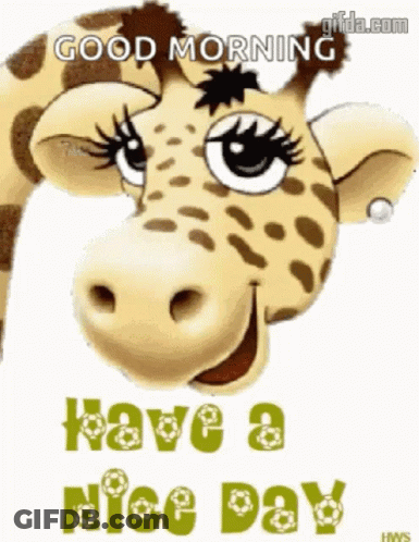 Cartoon Giraffe Saying Good Morning GIF