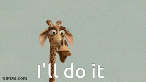 Cartoon Giraffe Saying I'll Do It GIF