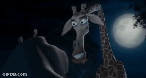 Cartoon Giraffe Standing In Front Of Full Moon GIF