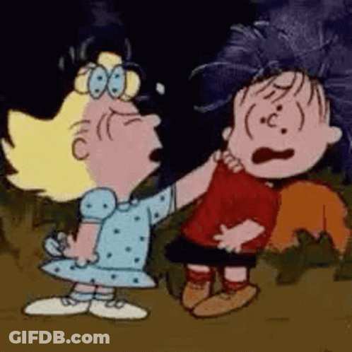 Cartoon Girl And Boy Standing In Field GIF