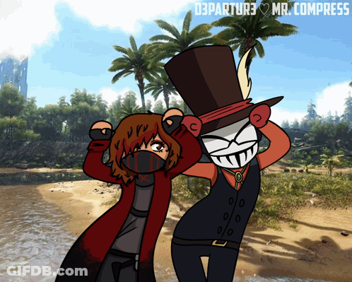Cartoon Girl And Man 03Parturi Mr Compress GIF