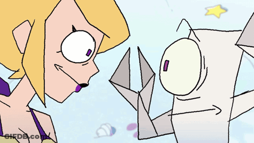 Cartoon Girl And White Cube GIF