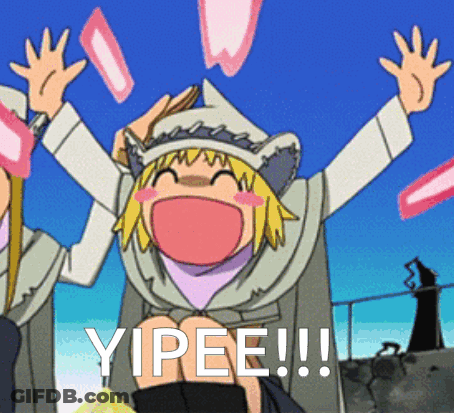 Cartoon Girl Arms Up Yipee GIF