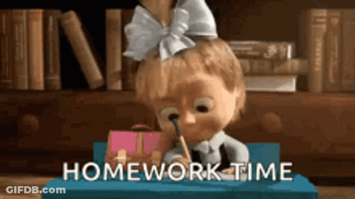 Cartoon Girl At Desk Homework Time GIF