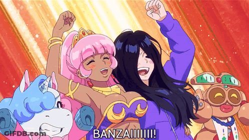 Cartoon Girl Banzai GIF