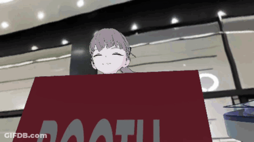 Cartoon Girl Behind Red Sign Saying Aaati GIF