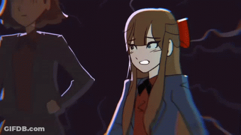 Cartoon Girl Beside Book Titled Lexi GIF
