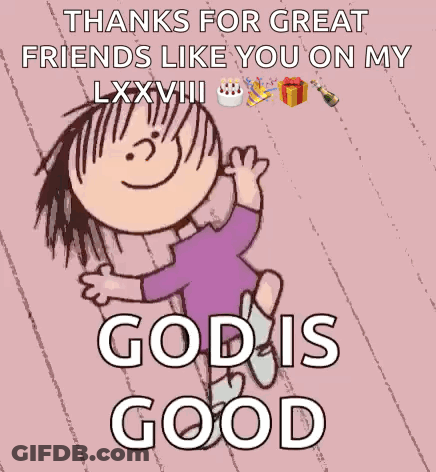 Cartoon Girl Birthday Cake Thanks Friends LXXVIII God Good GIF