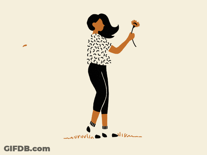 Cartoon Girl Blown By Gentle Wind GIF
