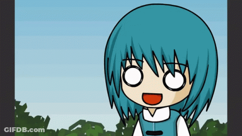 Cartoon Girl Blue Hair Funny Face GIF