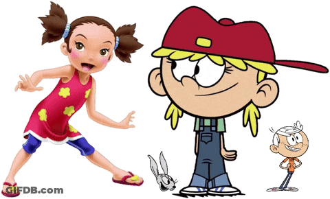 Cartoon Girl Boy And Bunny GIF