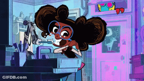 Cartoon Girl Brushing Teeth GIF