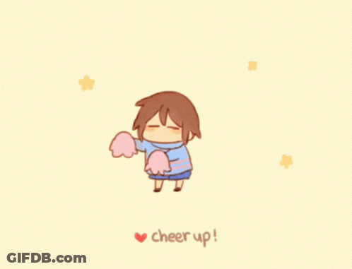 Cartoon Girl Cheering With Pom Poms GIF