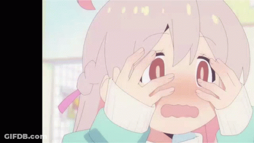 Cartoon Girl Covering Eyes Making Funny Face GIF